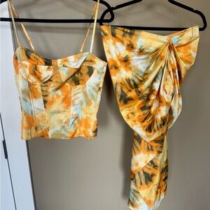 Tie-Dye Corset Top and Skirt Set